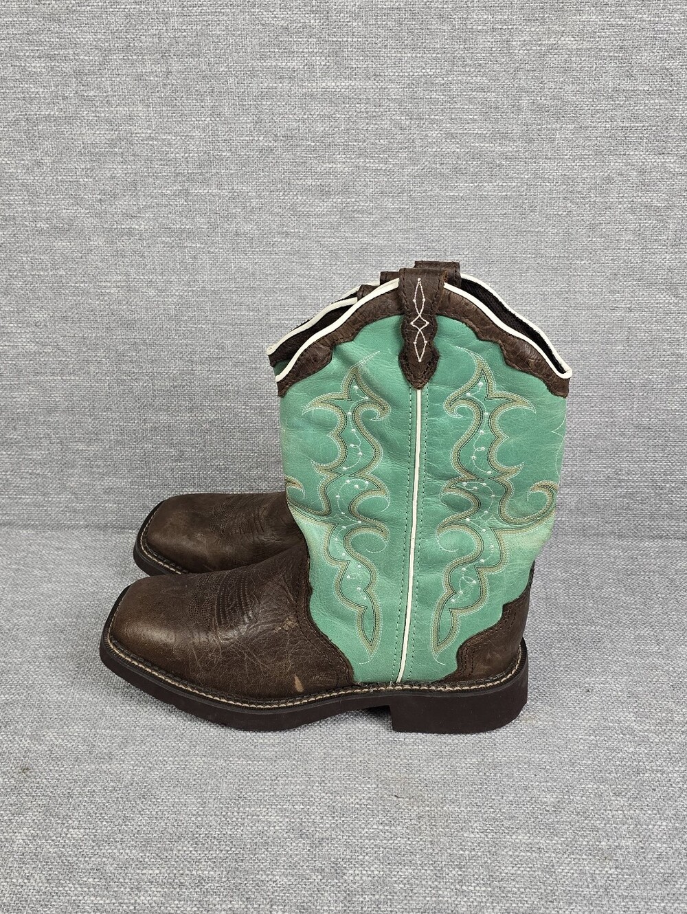 Justin Gypsy Raya 12" Western Boots Brown/Turquoise Womens Sz 10B